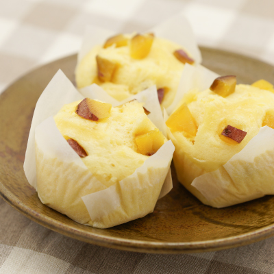 紅いもグラッセのふわもち蒸しパン